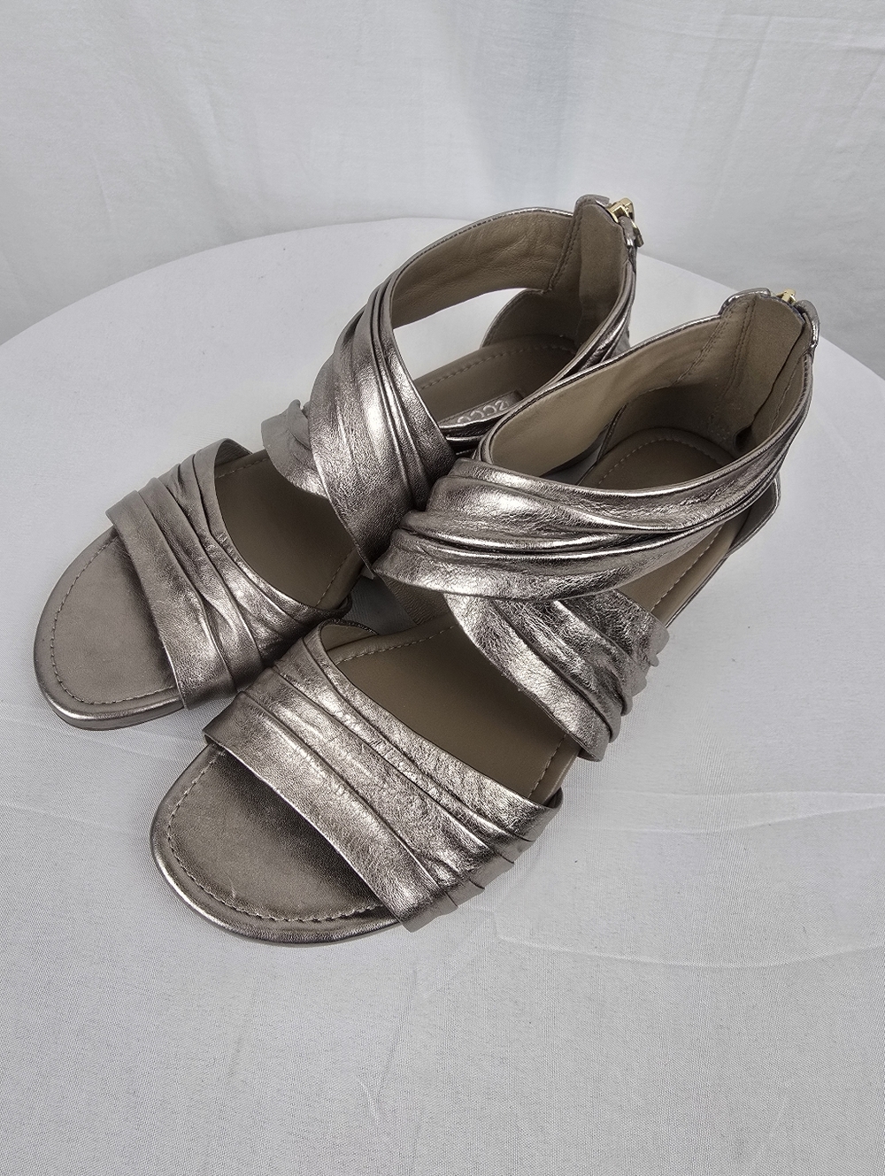 Ecco Bouillion Band Metallic Gold Women’s Leather Strappy Sandals Sz 38/7-7.5